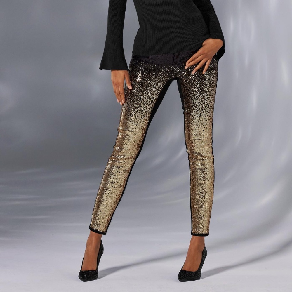 Boston Proper gold and black ombre sequins jeans - Size 12